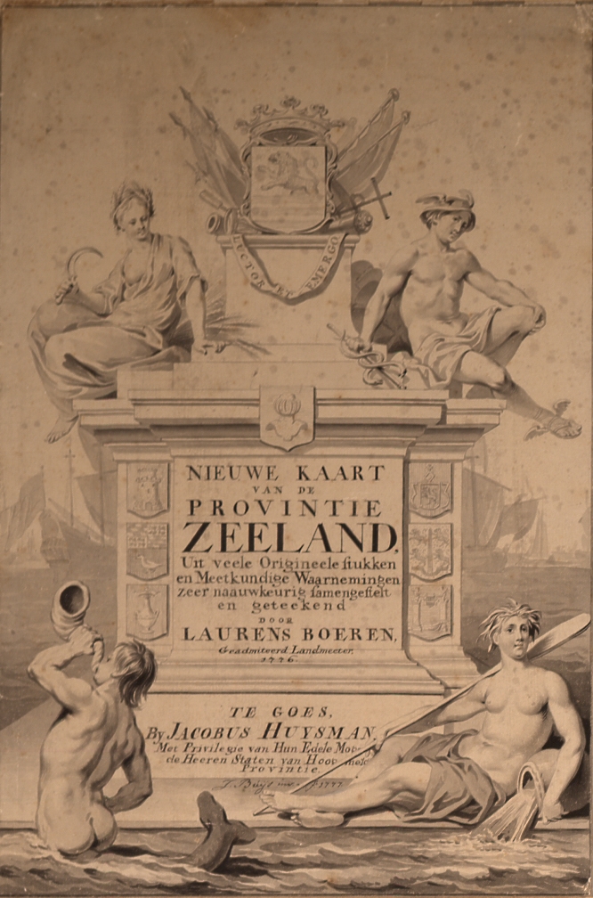 Titel van de kaart van Zeeland door L. Boeren, 1776. Tot een uitgave kwam het niet.