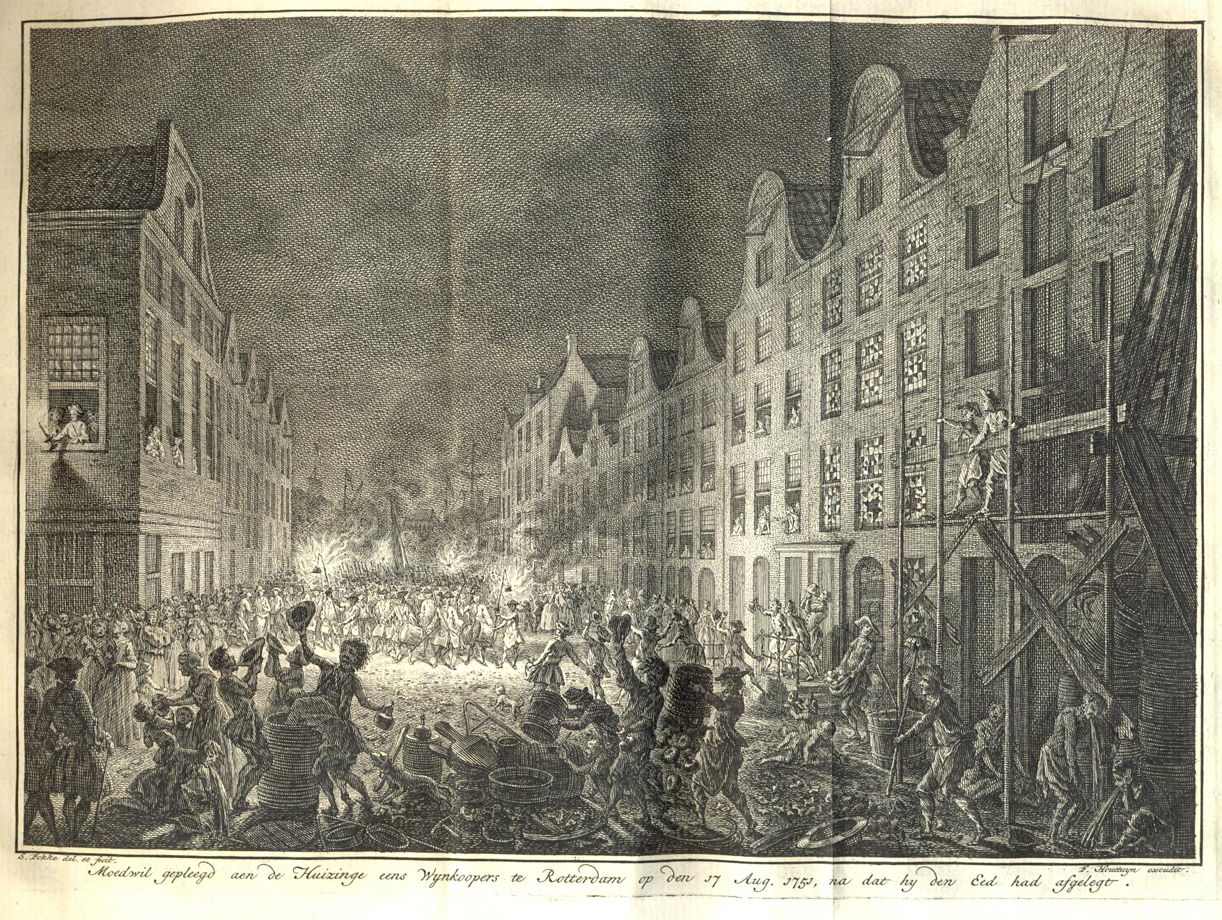 Rellen te Rotterdam na het beëdigen van een wijnkoper, 1751.